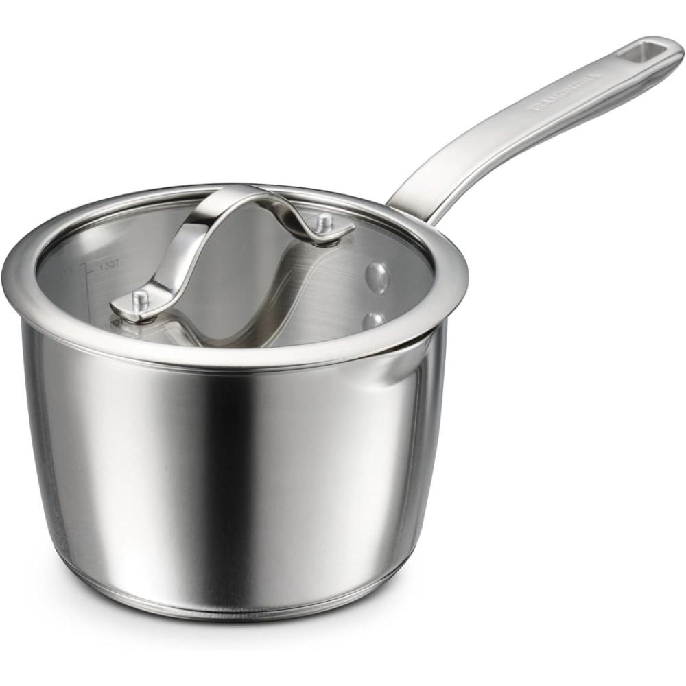 image:imageTramontina Tempo TriPly Base Stainless Steel 14Piece Cookware Set with Glass Lids Pots and Pans Kitchen Set InductionReady OvenSafe DishwasherSafeSauce Pan