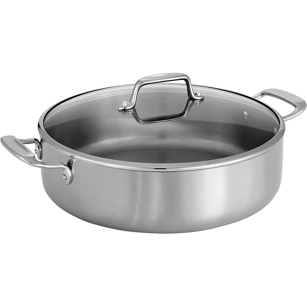 image:imageTramontina TriPly Clad Stainless Steel 12Piece Cookware Set with Glass Lids Pots and Pans Kitchen Set InductionReady DishwasherSafe NSFCertifiedBraiser