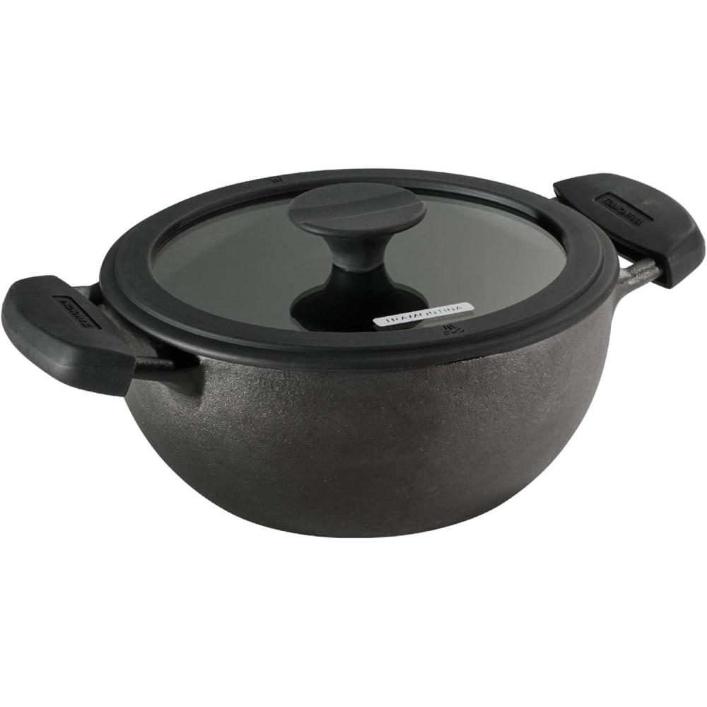image:imageTramontina Utsava 23Quart PreSeasoned Cast Iron Kadai with Lid Small Kadhai Pot for Indian Cooking23Quart