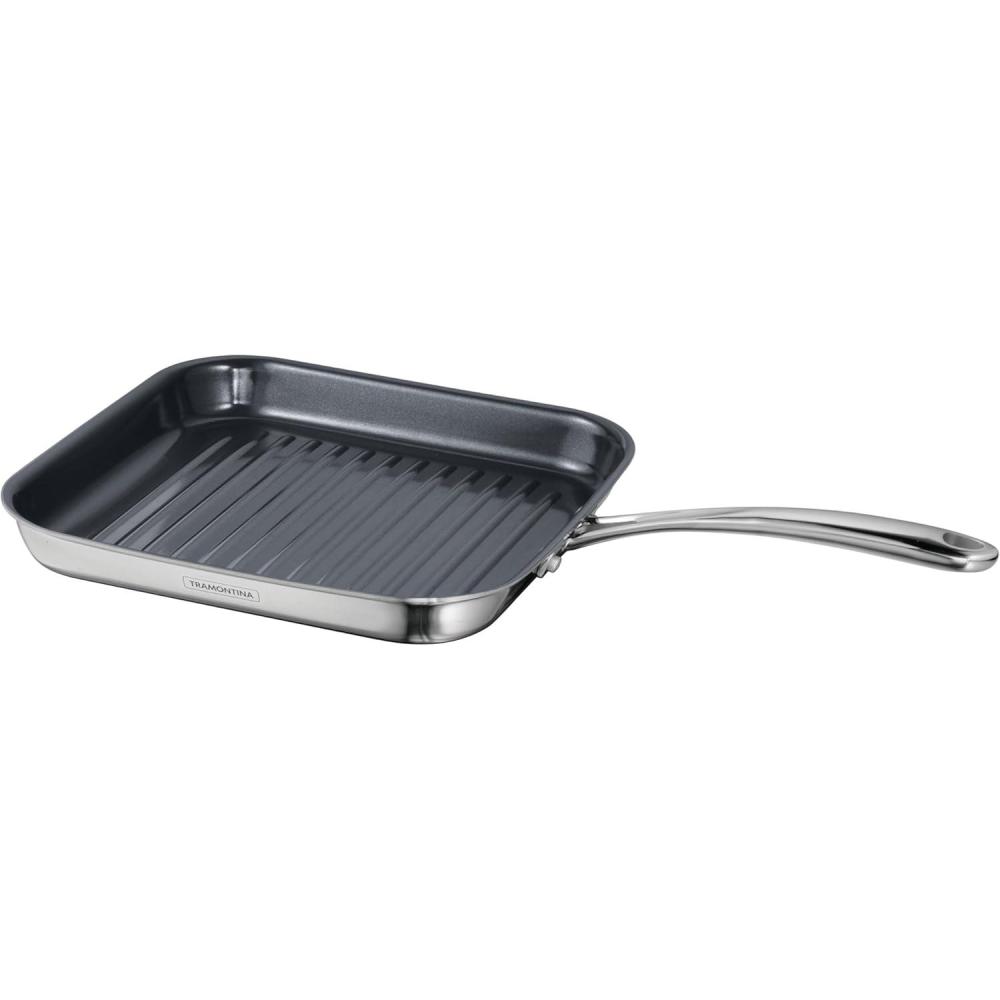 image:imageTramontina Utsava TriPly Clad Stainless Steel 29Quart Saute Pan with Lid and Ceramic Non Stick Interior InductionReady Cooking PanGrill Pan