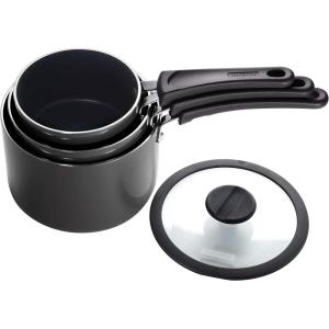 image:imageTramontina Ceramic Non Stick 6Piece Nesting Sauce Pan Set with Lids  Stackable Nonstick Cookware Set Dishwasher and Oven Safe Dark GrayGray