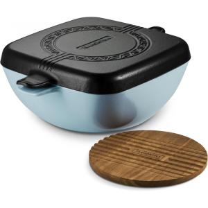 image:imageTramontina Cultura 2in1 Enameled Cast Iron Dutch Oven Pot with Reversible Lid Griddle and Trivet Oven Safe 65Quart MultiCooker Teal GreenStarlight Blue