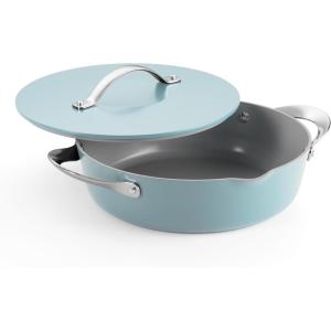 image:imageTramontina Fiora 425Quart Multipurpose Ceramic Non Stick Cooking Pan with Lid GrayFrost Blue