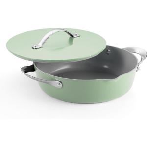 image:imageTramontina Fiora 425Quart Multipurpose Ceramic Non Stick Cooking Pan with Lid WhiteMint