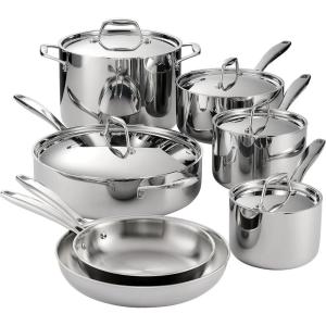 image:imageTramontina Signature TriPly Clad Stainless Steel 11Piece Cookware Set with Lids Pots and Pans Kitchen Set InductionReady DishwasherSafe NSFCertified12Piece
