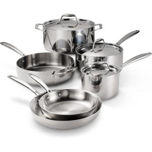 image:imageTramontina Signature TriPly Clad Stainless Steel 11Piece Cookware Set with Lids Pots and Pans Kitchen Set InductionReady DishwasherSafe NSFCertified9Piece