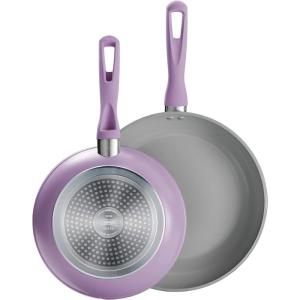 image:imageTramontina Solara 10 amp 12Inch Ceramic Non Stick Frying Pan Set HeavyGauge Aluminum Skillet with Nonstick Coating Dishwasher and Oven Safe Purple 2PackPurple
