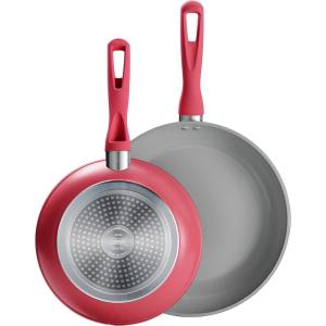 image:imageTramontina Solara 10 amp 12Inch Ceramic Non Stick Frying Pan Set HeavyGauge Aluminum Skillet with Nonstick Coating Dishwasher and Oven Safe Purple 2PackRed