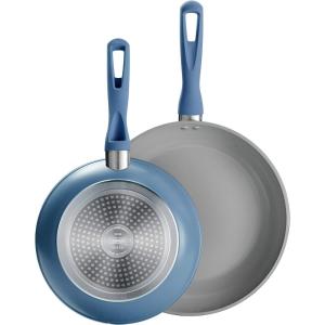 image:imageTramontina Solara 10 amp 12Inch Ceramic Non Stick Frying Pan Set HeavyGauge Aluminum Skillet with Nonstick Coating Dishwasher and Oven Safe Purple 2PackBlue