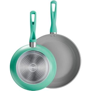 image:imageTramontina Solara 10 amp 12Inch Ceramic Non Stick Frying Pan Set HeavyGauge Aluminum Skillet with Nonstick Coating Dishwasher and Oven Safe Purple 2PackTeal