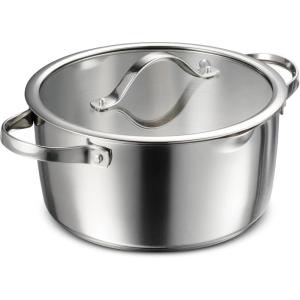 image:imageTramontina Tempo TriPly Base Stainless Steel 14Piece Cookware Set with Glass Lids Pots and Pans Kitchen Set InductionReady OvenSafe DishwasherSafeDutch Oven