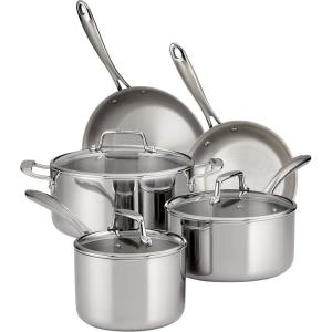 image:imageTramontina TriPly Clad Stainless Steel 12Piece Cookware Set with Glass Lids Pots and Pans Kitchen Set InductionReady DishwasherSafe NSFCertifiedCookware Set
