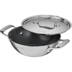 image:imageTramontina Utsava TriPly Clad Stainless Steel 275Quart Kadai with Lid and Ceramic Non Stick Interior InductionReady Kadhai Pot for Indian CookingCeramic
