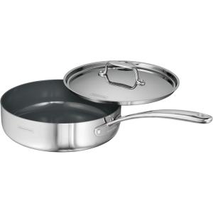 image:imageTramontina Utsava TriPly Clad Stainless Steel 29Quart Saute Pan with Lid and Ceramic Non Stick Interior InductionReady Cooking PanSaute Pan