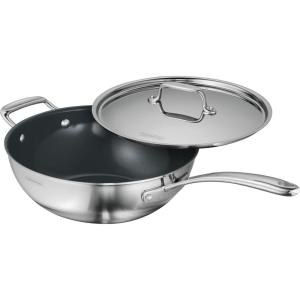 image:imageTramontina Utsava TriPly Clad Stainless Steel 29Quart Saute Pan with Lid and Ceramic Non Stick Interior InductionReady Cooking PanWok