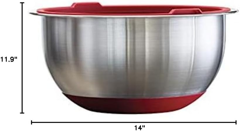 image:imageTramontina 14piece Stainless Steel Mixing Bowl Set with Red Lids 80202508DS