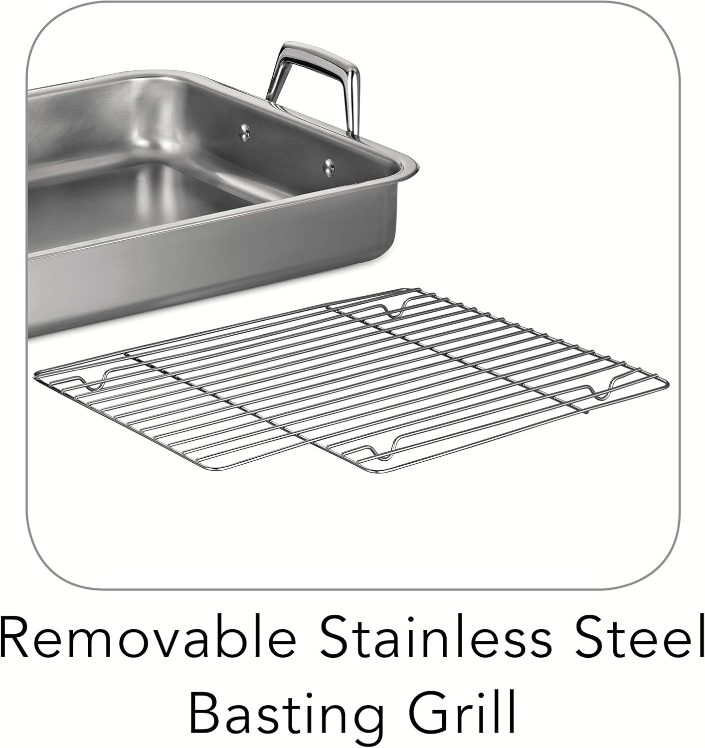 image:imageTramontina 1675Inch Stainless Steel Roasting Pan with Rack Flared Edge Turkey Roaster for Oven Dishwasher Safe Made in Brazil15Inch