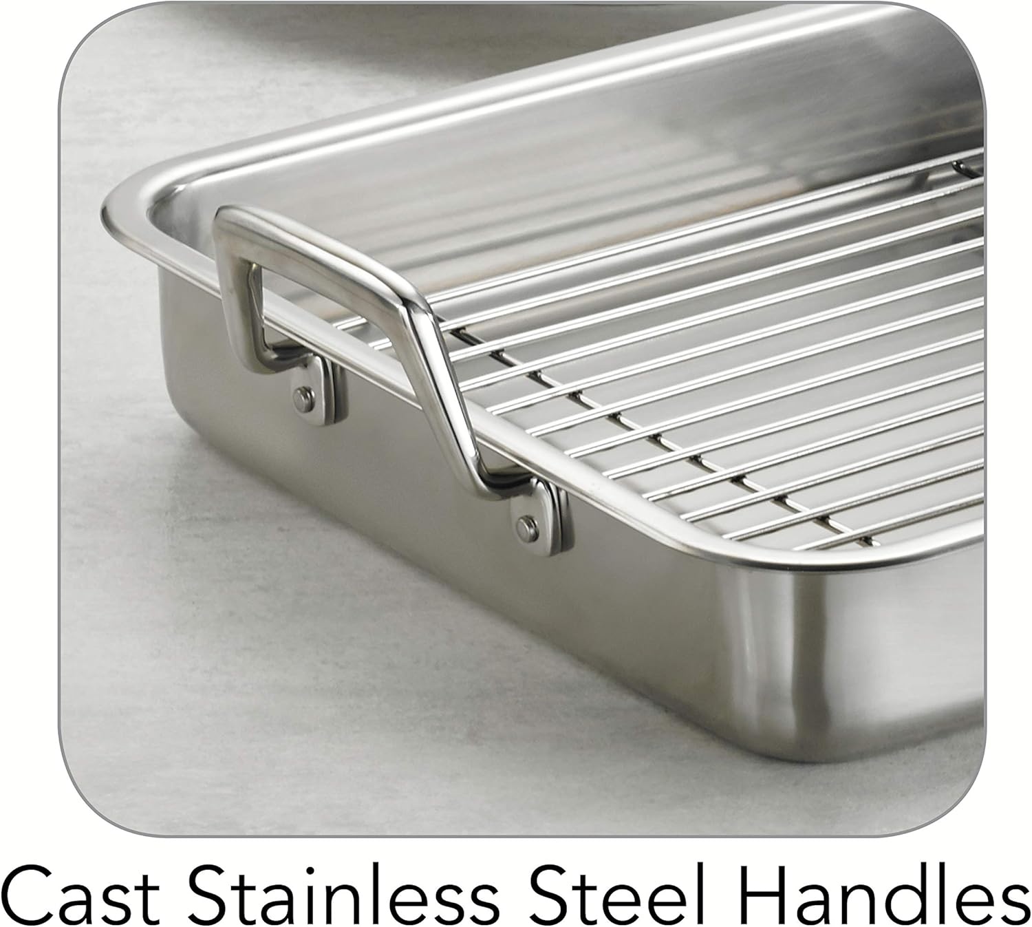 image:imageTramontina 1675Inch Stainless Steel Roasting Pan with Rack Flared Edge Turkey Roaster for Oven Dishwasher Safe Made in Brazil15Inch