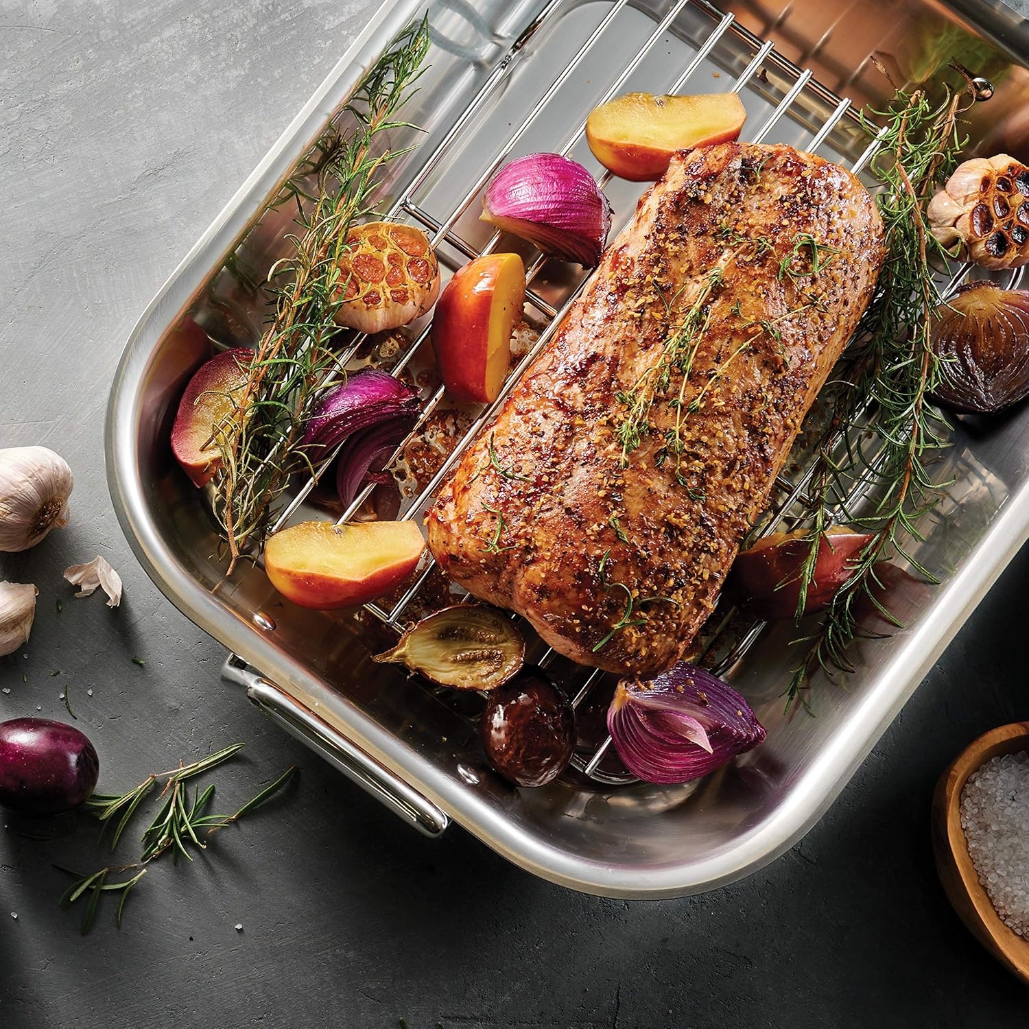 image:imageTramontina 1675Inch Stainless Steel Roasting Pan with Rack Flared Edge Turkey Roaster for Oven Dishwasher Safe Made in Brazil1675Inch