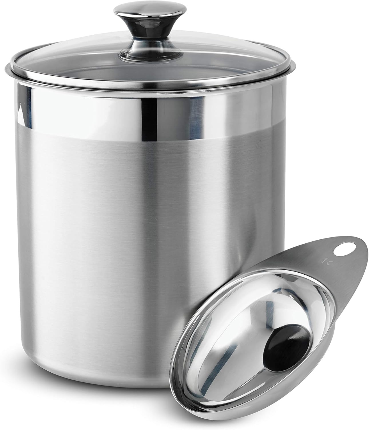 image:imageTramontina 6Piece Food Storage Containers with Lids and Measuring Scoops Stainless Steel Reusable Canister Set Kitchen Pantry Organizer for Oats Flour Cereal Sugar Snacks and more
