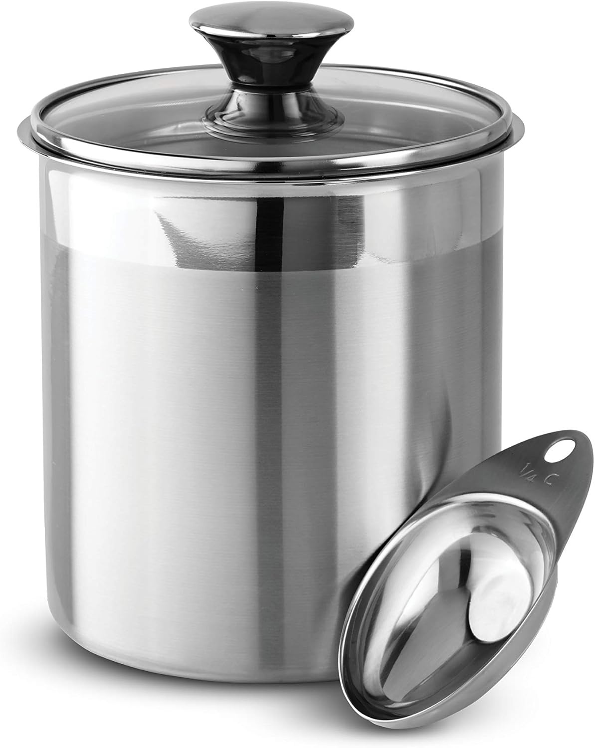 image:imageTramontina 6Piece Food Storage Containers with Lids and Measuring Scoops Stainless Steel Reusable Canister Set Kitchen Pantry Organizer for Oats Flour Cereal Sugar Snacks and more