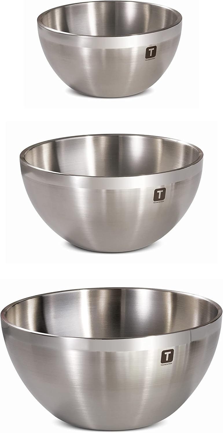 image:imageTramontina Double Wall Stainless Steel Mixing Bowls 3Pack