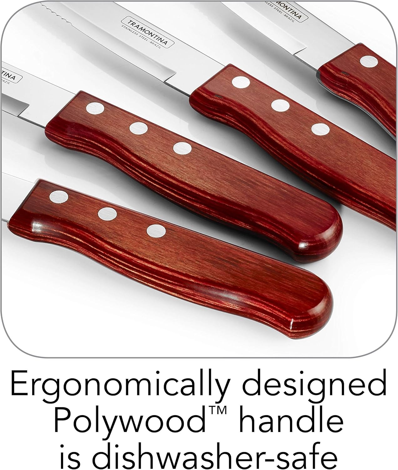 image:imageTramontina Porterhouse Stainless Steel Steak Knife SetRound TipPolywood Handle