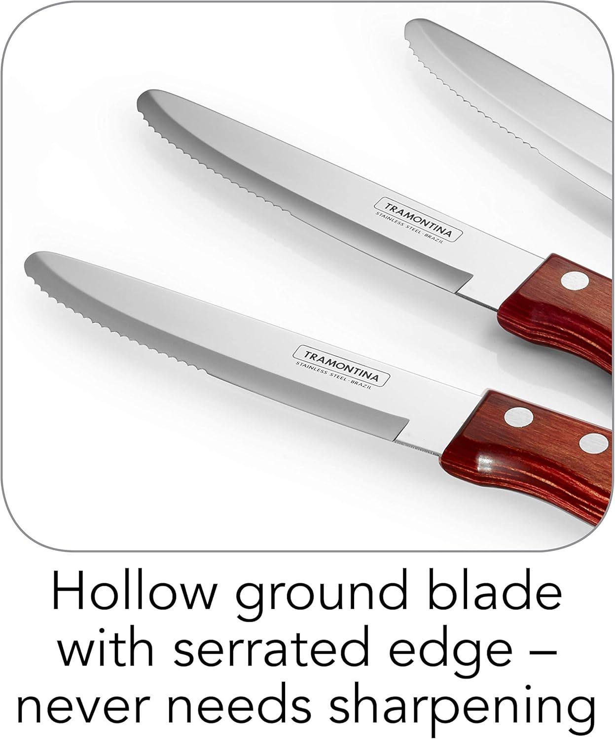 image:imageTramontina Porterhouse Stainless Steel Steak Knife SetRound TipPolywood Handle