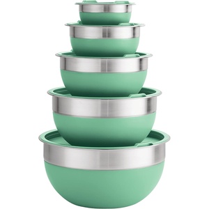 image:imageTramontina 10 Pc Covered Stainless Steel and Silicone Mixing Bowl Set Mint GreenMint Green