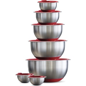 image:imageTramontina 14piece Stainless Steel Mixing Bowl Set with Red Lids 80202508DS