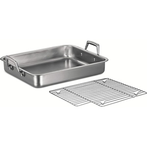 image:imageTramontina 1675Inch Stainless Steel Roasting Pan with Rack Flared Edge Turkey Roaster for Oven Dishwasher Safe Made in Brazil15Inch