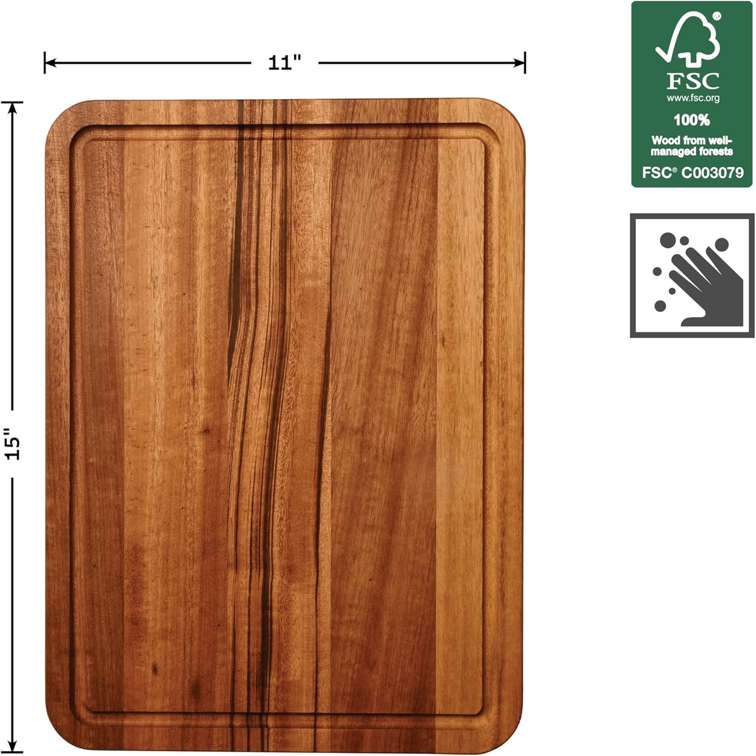 image:imageTramontina FSC Certified Brazilian Tigerwood Cutting and Serving Board 15 x 11in 81000048DS1 Pack