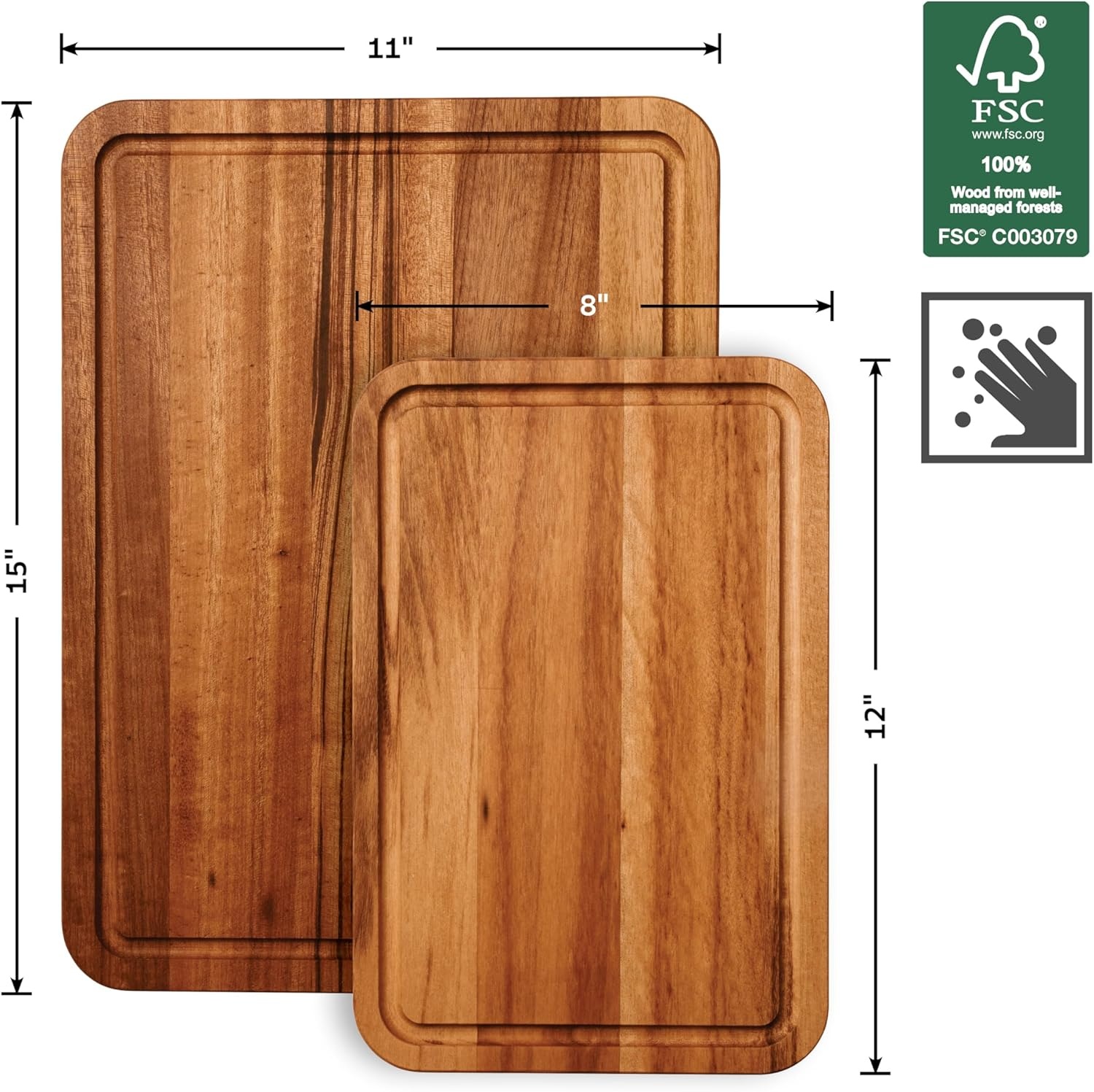 image:imageTramontina FSC Certified Brazilian Tigerwood Cutting and Serving Board 15 x 11in 81000048DS2 Pack