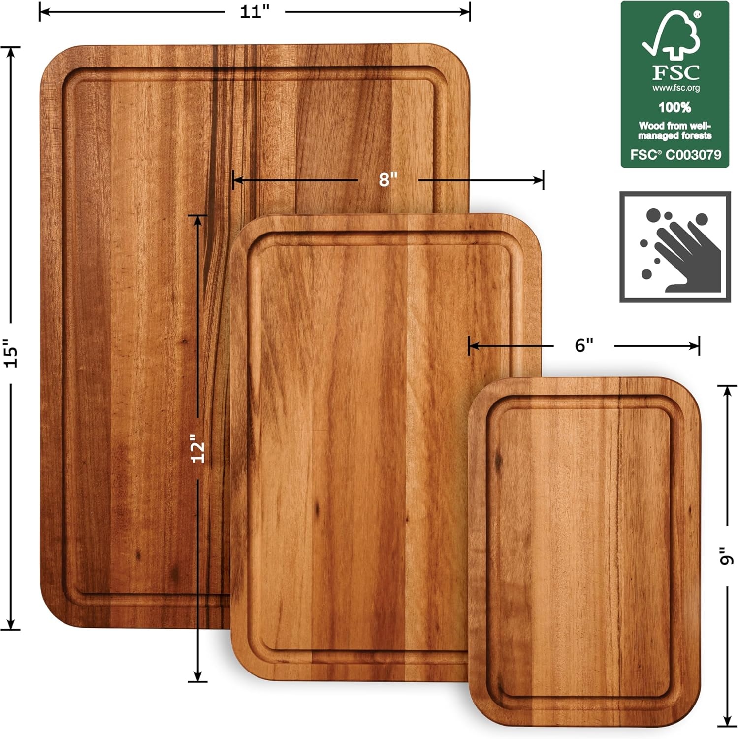 image:imageTramontina FSC Certified Brazilian Tigerwood Cutting and Serving Board 15 x 11in 81000048DS3 Pack
