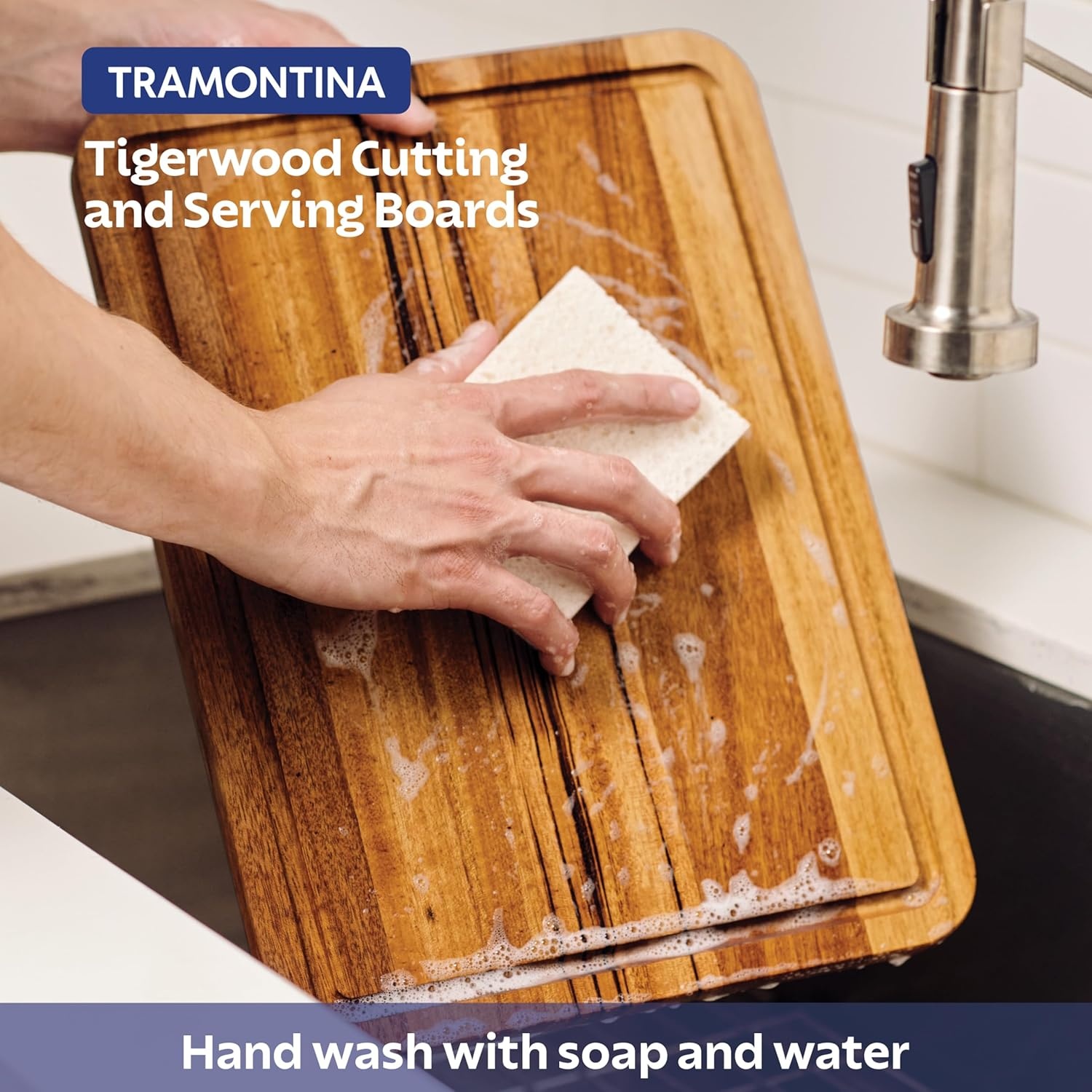 image:imageTramontina FSC Certified Brazilian Tigerwood Cutting and Serving Board 15 x 11in 81000048DS3 Pack