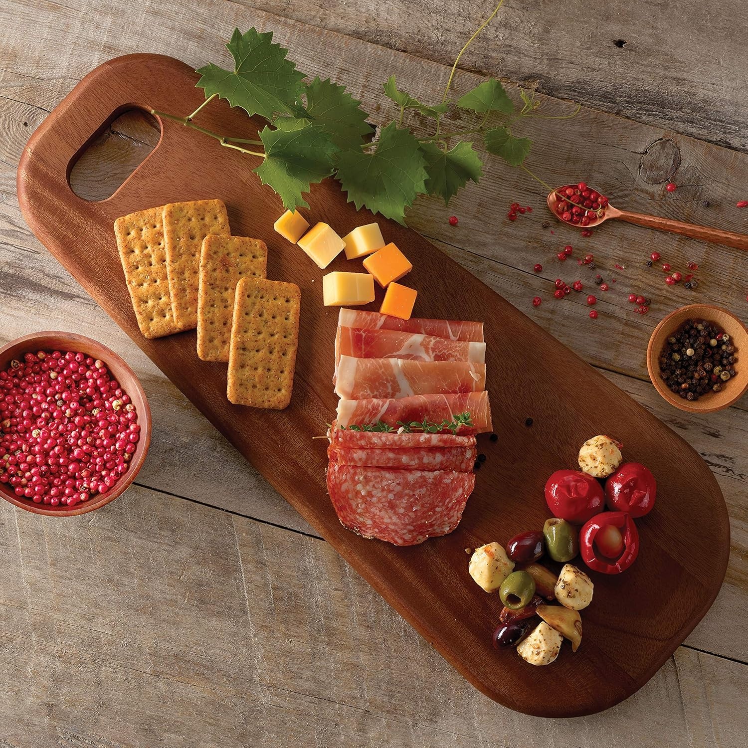 image:imageTramontina Provence 1875 in x 75 in Antipasto Serving Board African Mahogany Cutting Board Natural Oil Finish