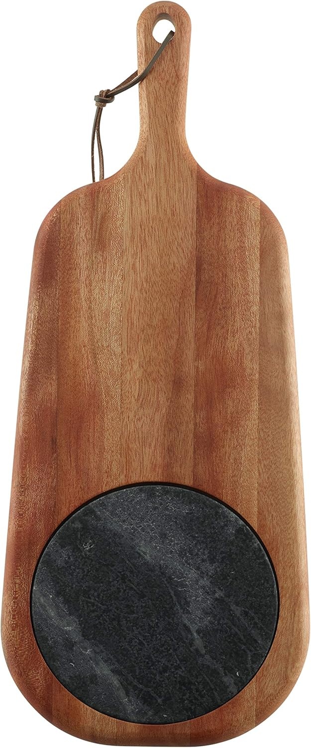 image:imageTramontina Provence 2Piece Cheese Serving Board with Marble Insert African Mahogany Cutting Board Natural Oil Finish