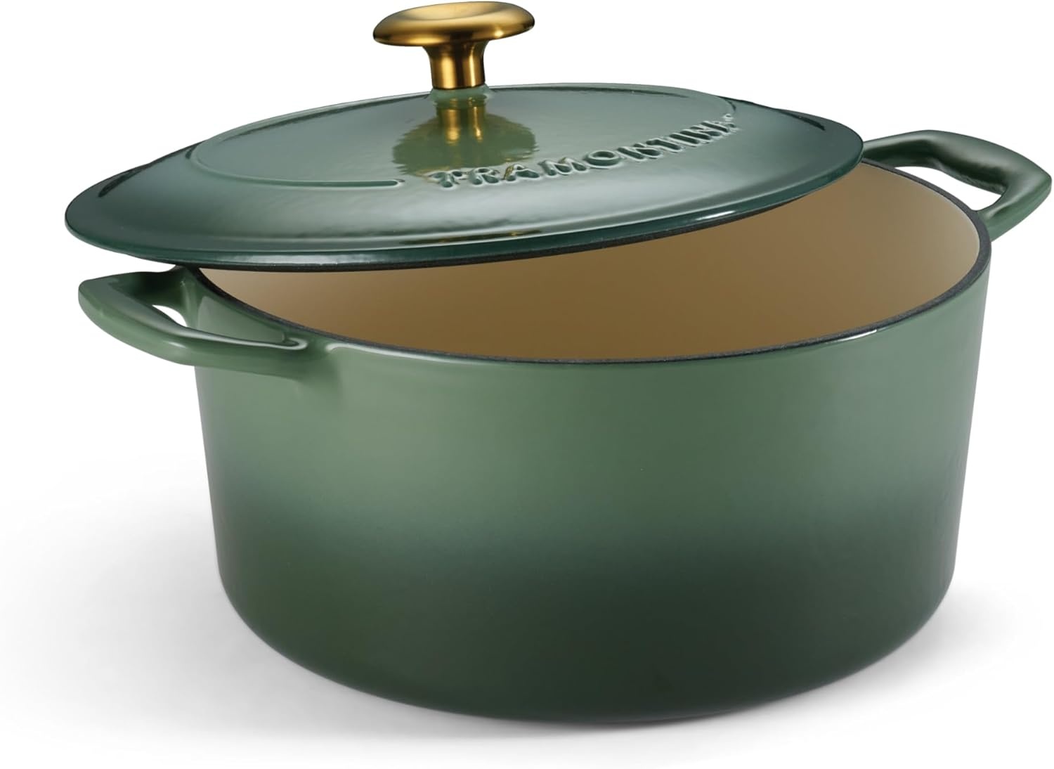 image:imageTramontina Bestow Enameled Cast Iron Dutch Oven Pot with Lid Round 55quart Cactus Gold KnobCactus
