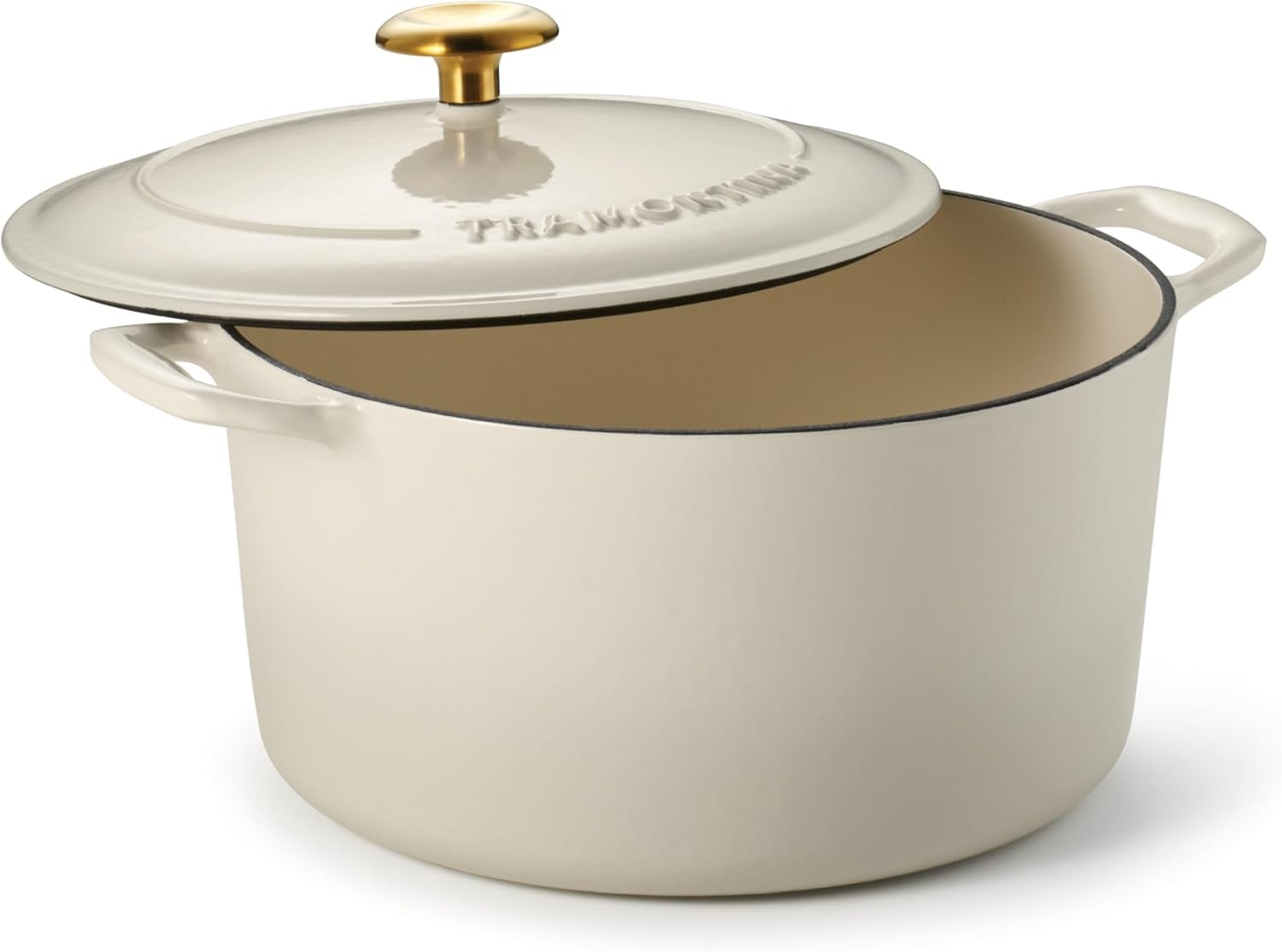 image:imageTramontina Bestow Enameled Cast Iron Dutch Oven Pot with Lid Round 55quart Cactus Gold KnobLatte