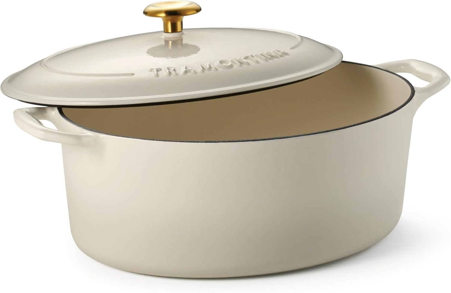 image:imageTramontina Bestow Enameled Cast Iron Dutch Oven Pot with Lid Round 55quart Cactus Gold KnobLatte