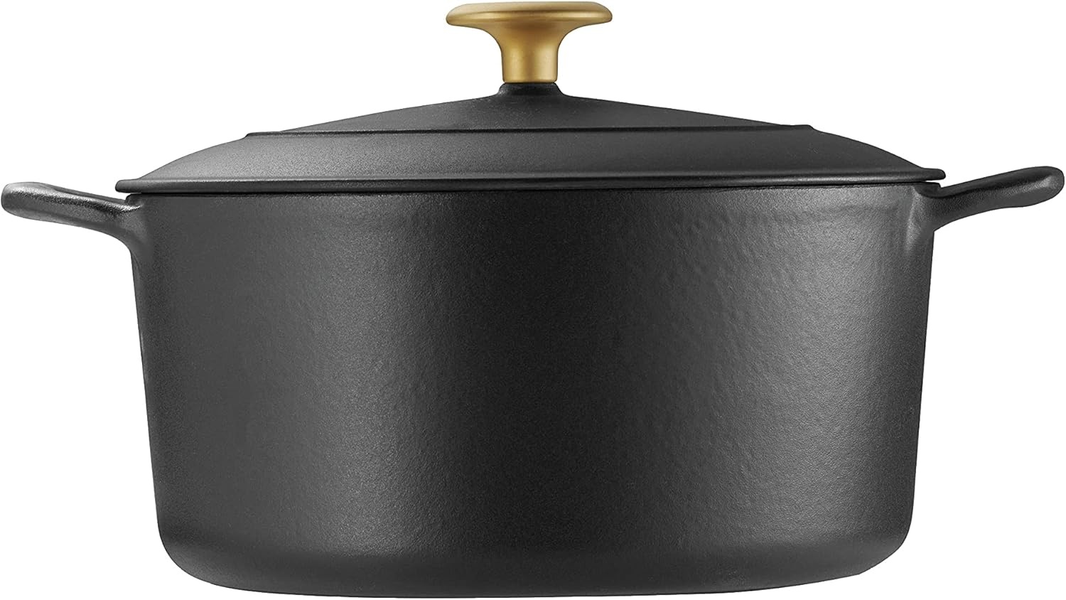 image:imageTramontina Bestow Enameled Cast Iron Dutch Oven Pot with Lid Round 55quart Cactus Gold KnobMatte Black