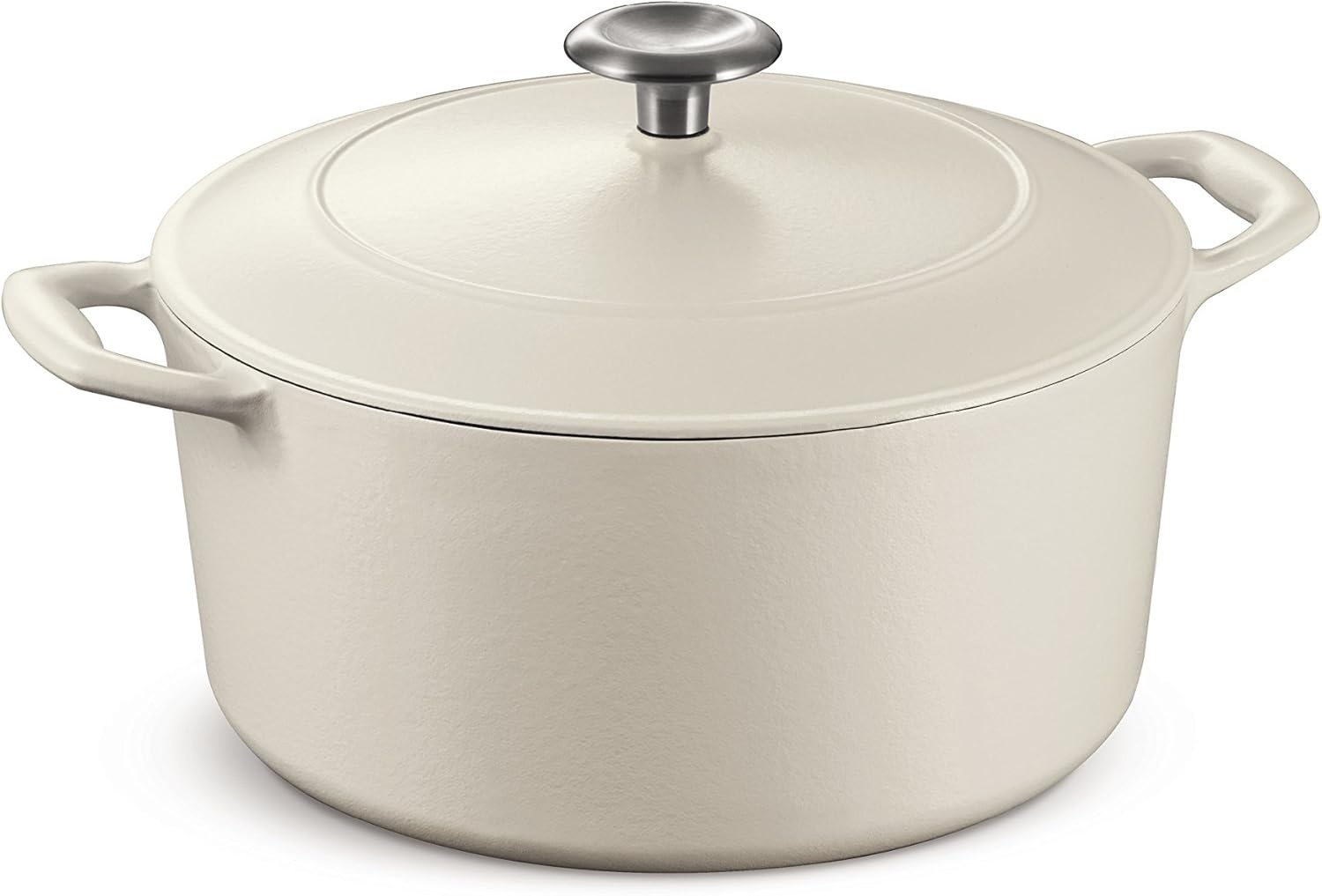 image:imageTramontina Bestow Enameled Cast Iron Dutch Oven Pot with Lid Round 55quart Cactus Gold KnobMatte White