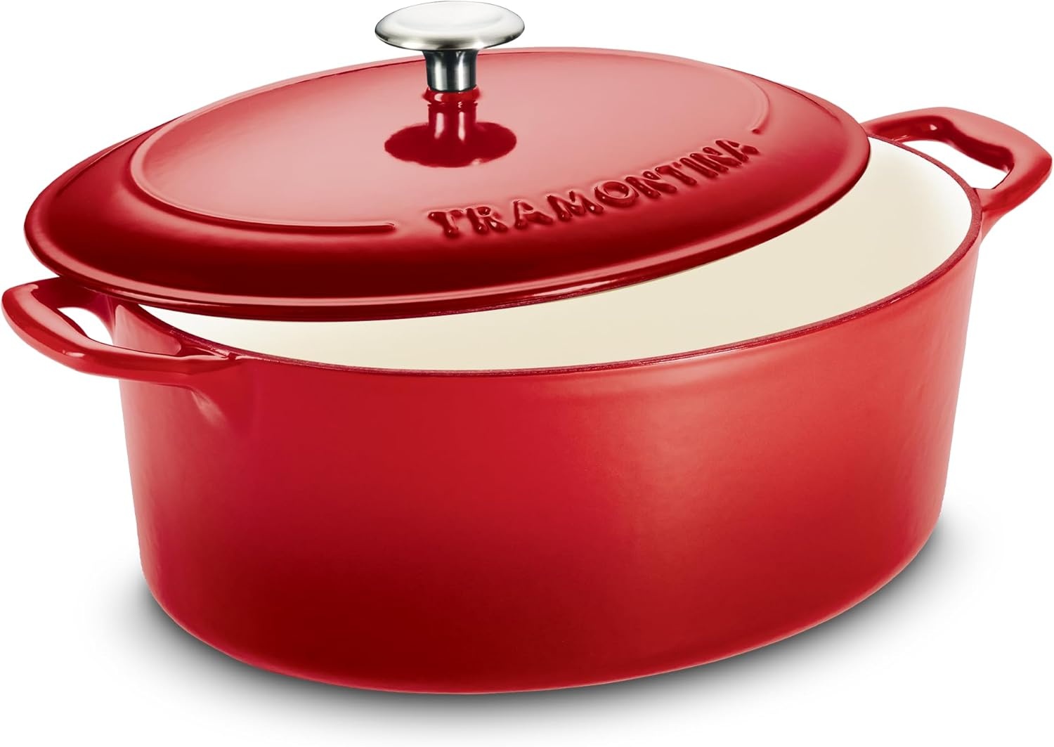 image:imageTramontina Bestow Enameled Cast Iron Dutch Oven Pot with Lid Round 55quart Cactus Gold KnobRed