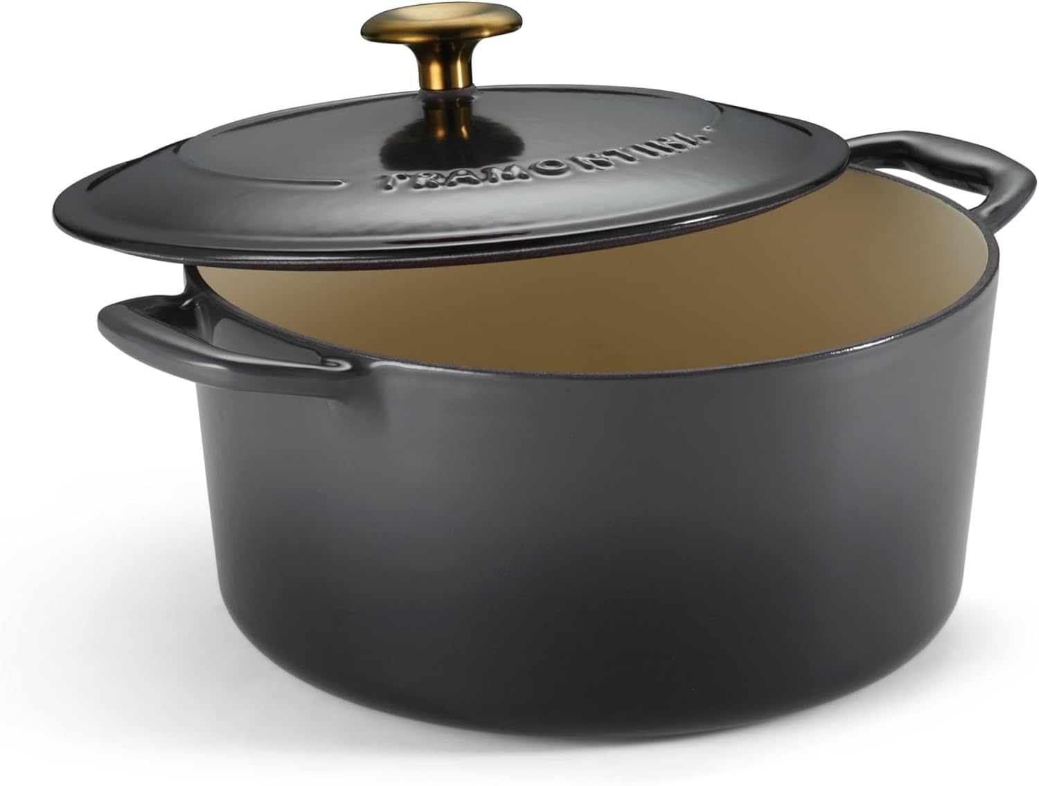 image:imageTramontina Bestow Enameled Cast Iron Dutch Oven Pot with Lid Round 55quart Cactus Gold KnobSmoke