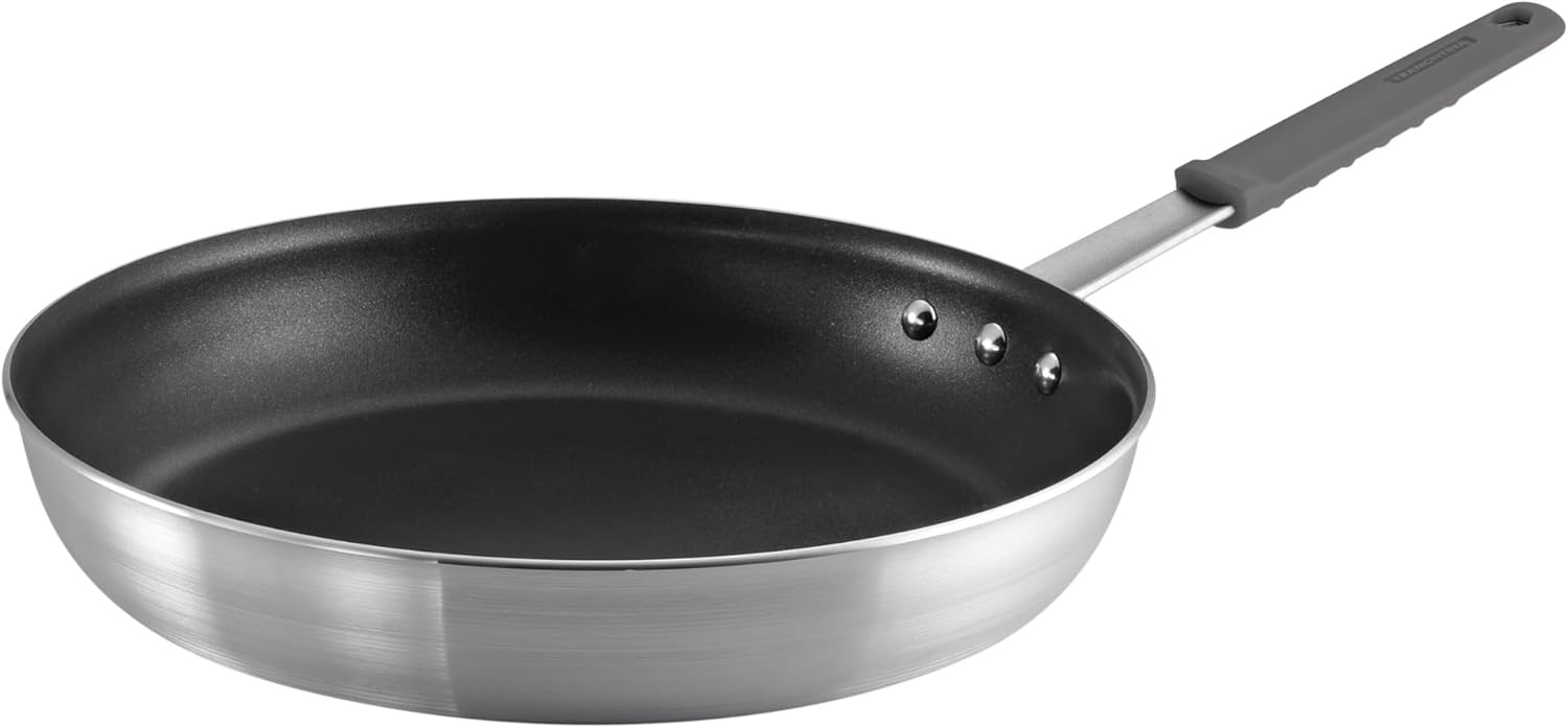 image:imageTramontina Professional 12Inch Non Stick Large Frying Pan HeavyGauge Aluminum Skillet with Reinforced Nonstick Coating Red Handle Dishwasher and Oven SafeNonstick Gray handle