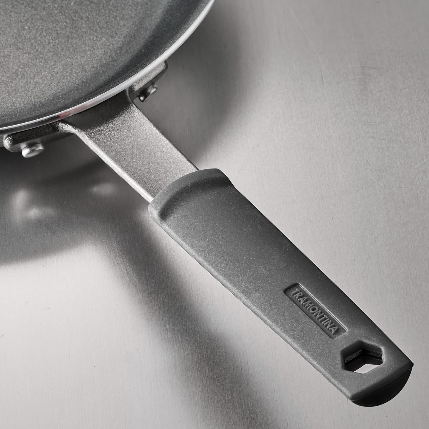 image:imageTramontina Professional 12Inch Non Stick Large Frying Pan HeavyGauge Aluminum Skillet with Reinforced Nonstick Coating Red Handle Dishwasher and Oven SafeNonstick Gray handle