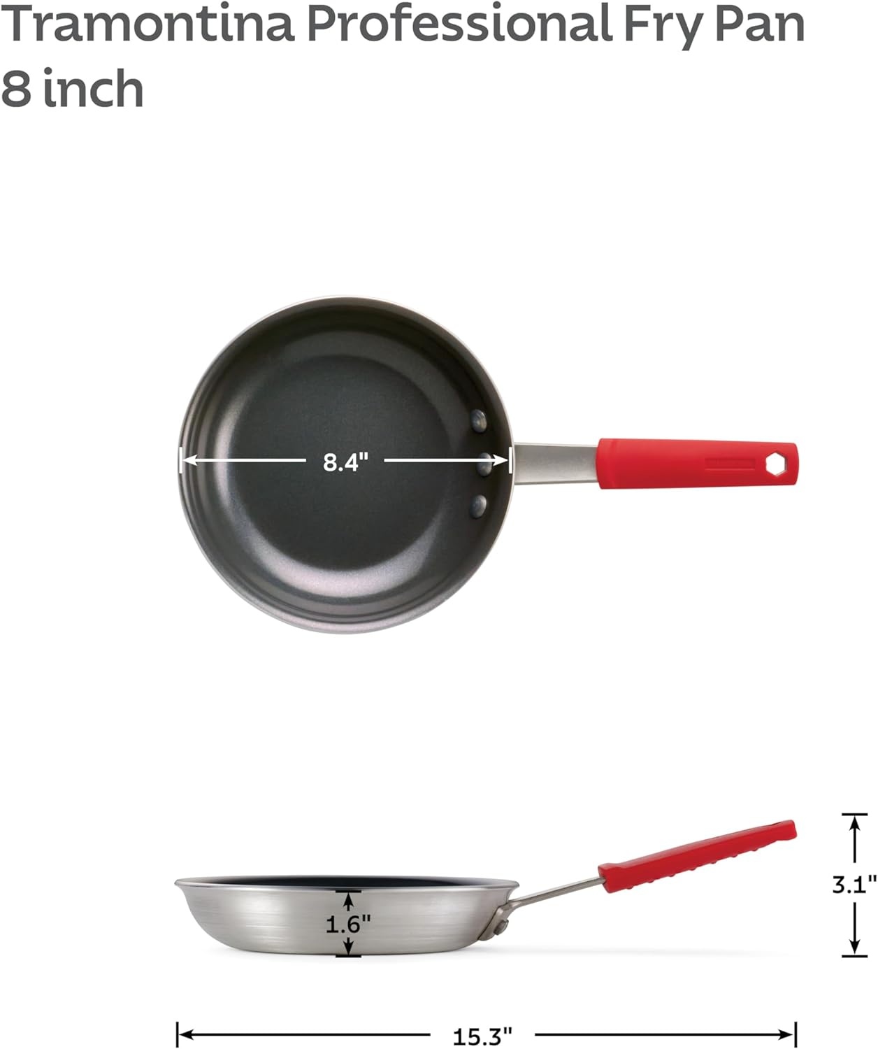 image:imageTramontina Professional 12Inch Non Stick Large Frying Pan HeavyGauge Aluminum Skillet with Reinforced Nonstick Coating Red Handle Dishwasher and Oven SafeCeramic Black
