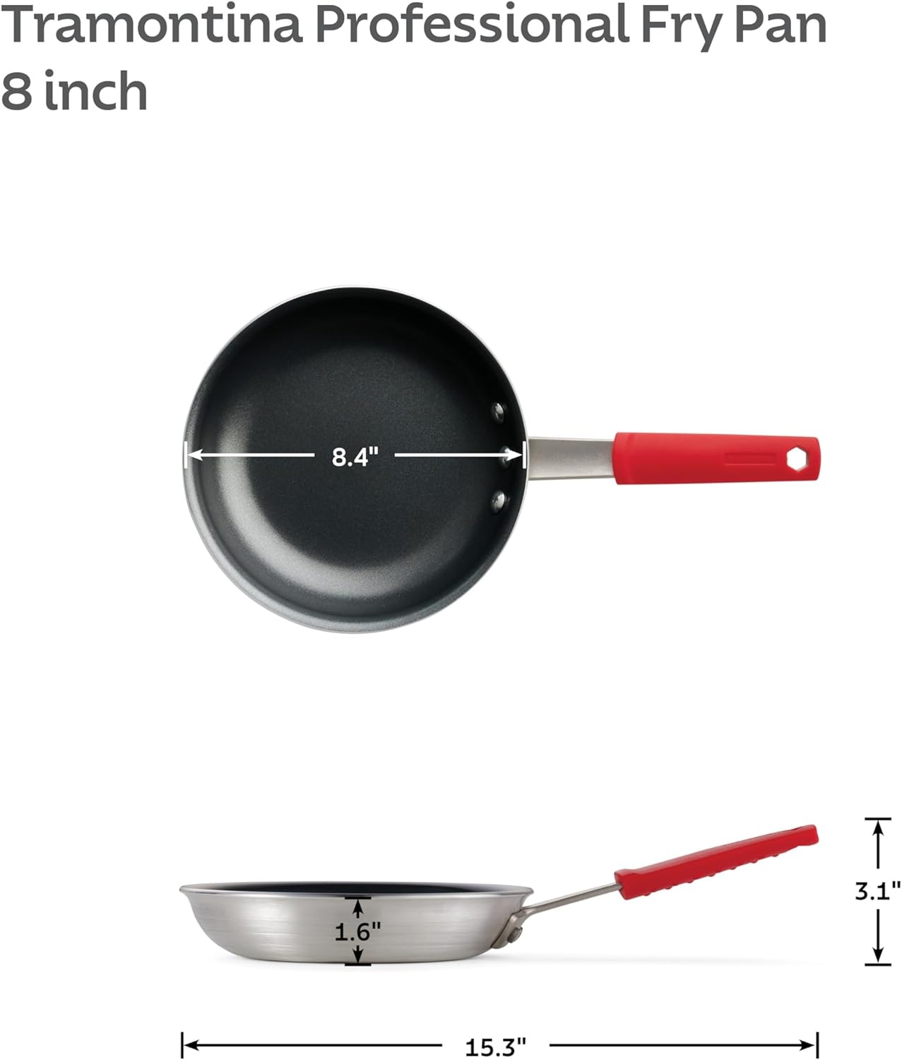 image:imageTramontina Professional 12Inch Non Stick Large Frying Pan HeavyGauge Aluminum Skillet with Reinforced Nonstick Coating Red Handle Dishwasher and Oven SafeNonstick Red handle
