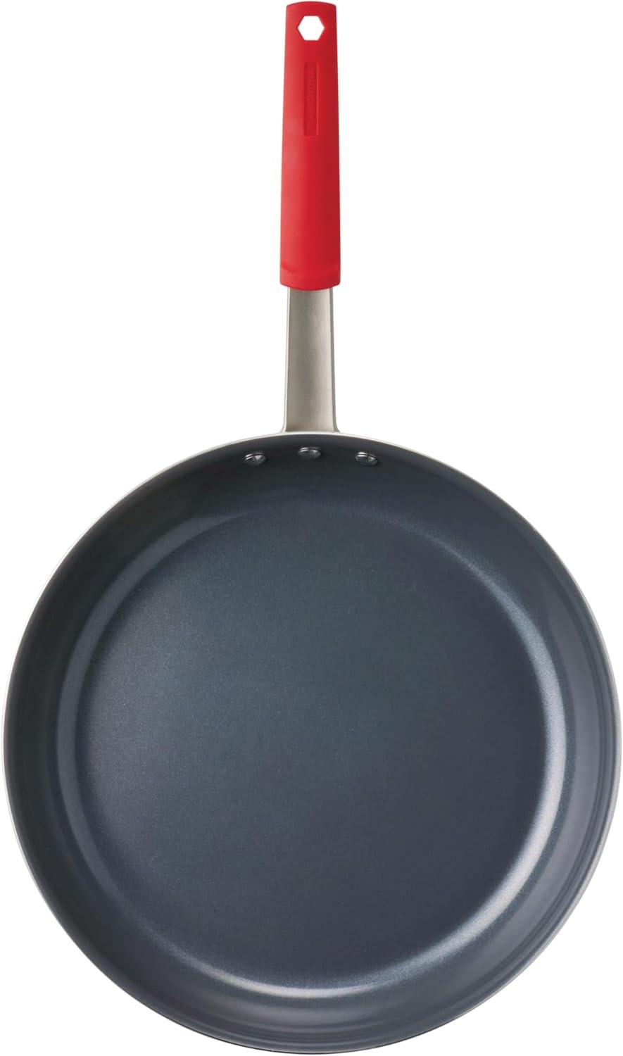 image:imageTramontina Professional 12Inch Non Stick Large Frying Pan HeavyGauge Aluminum Skillet with Reinforced Nonstick Coating Red Handle Dishwasher and Oven SafeCeramic Gray