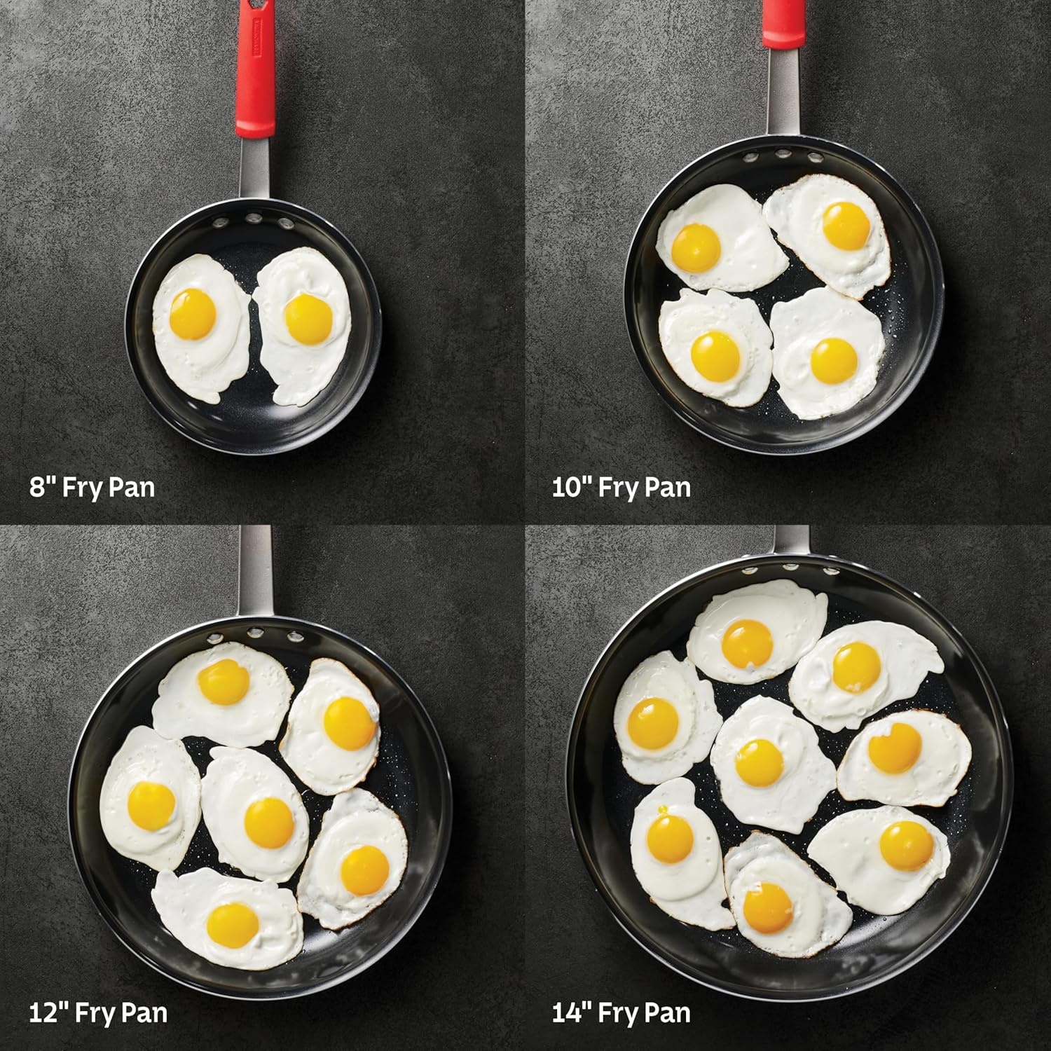 image:imageTramontina Professional 12Inch Non Stick Large Frying Pan HeavyGauge Aluminum Skillet with Reinforced Nonstick Coating Red Handle Dishwasher and Oven SafeCeramic Black